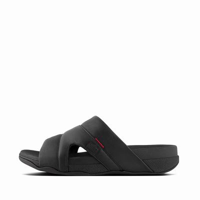 Fitflop Freeway Leather Pool Slides - Sandalen Herren - Schwarz (IMS168043)